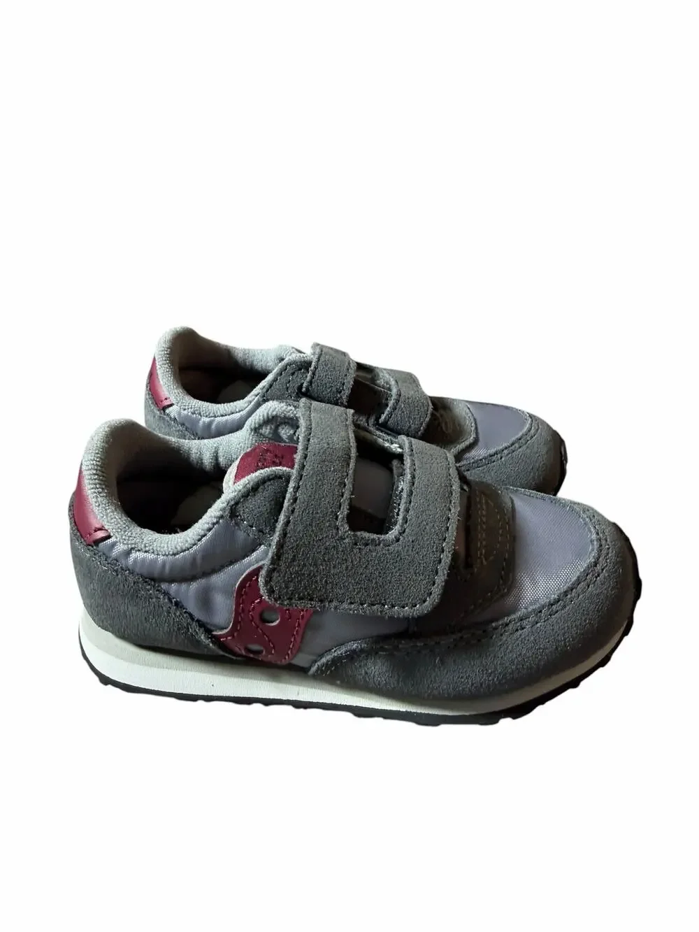 Saucony Boy's Original Jazz Hook & Loop Toddler Size 8.5 Grey/Burgundy NEW